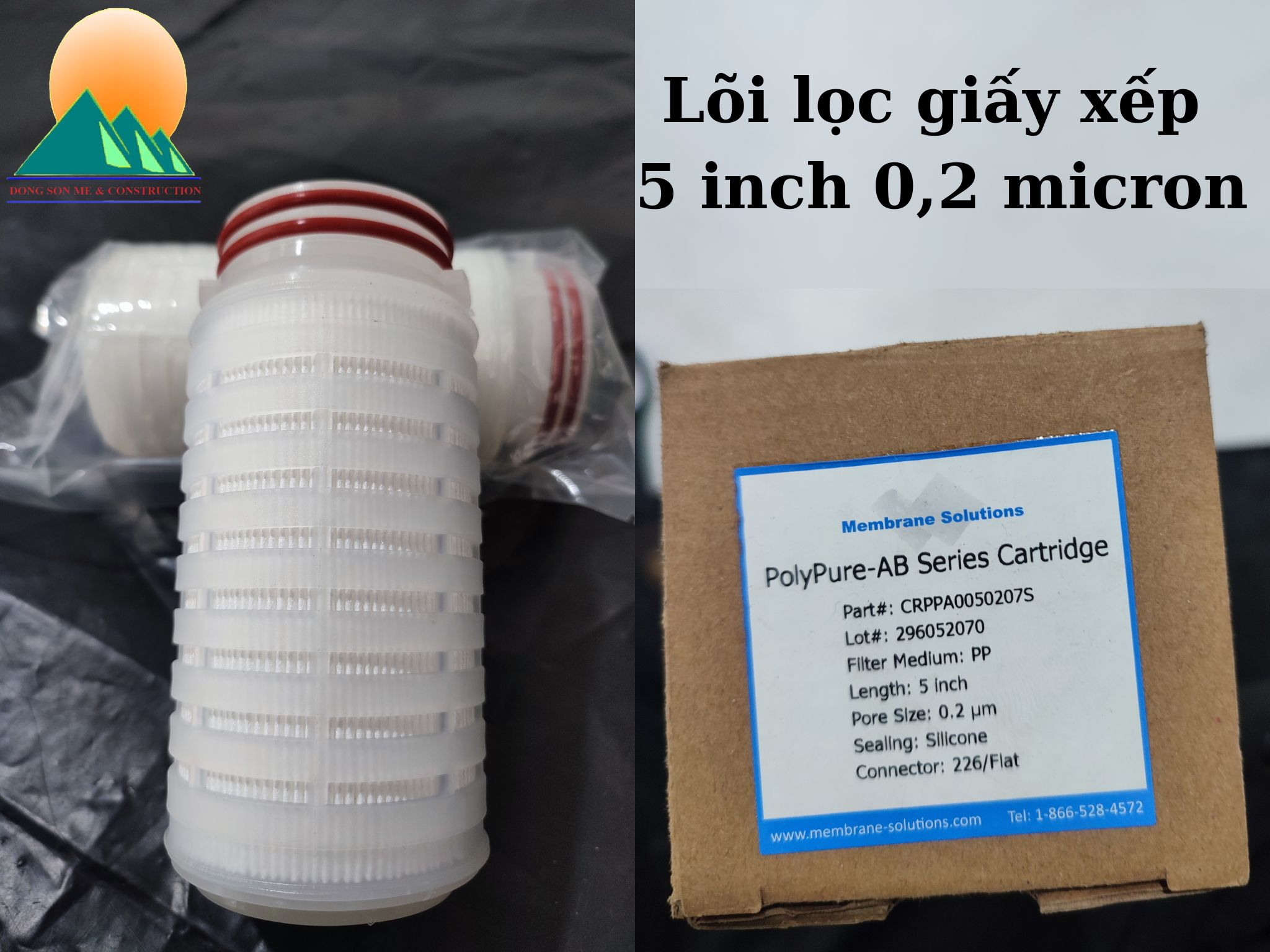 Lõi Lọc Giấy Xếp 5 inch 0,2 micron